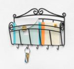 Picture of Scroll Wall Mount Letter Holder & Key Rack - Black