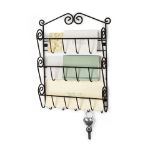 Picture of Scroll Wall Mount 3-Tier Letter Holder & Key Rack - Black 