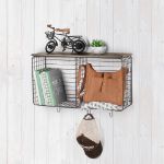 Picture of Vintage Living Wall Mount Cube & Hook Station with Wood Shelf - Industrial Gray